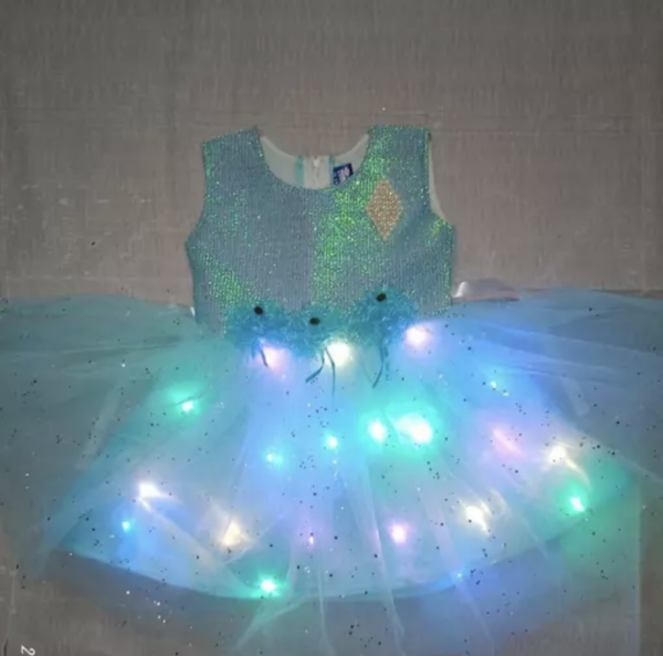 Colored LED Light Up Little Mermaid Princess Tutu Dress for Halloween Birthday Party Gifts - Image 4